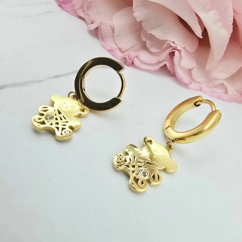 Kolczyki STAL CHIRURGICZNA bigiel miś cyrkonia