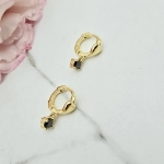 Kolczyki STAL CHIRURGICZNA bigiel czarny kryształek jasne złoto