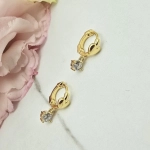 Kolczyki STAL CHIRURGICZNA bigiel jasny kryształek jasne złoto