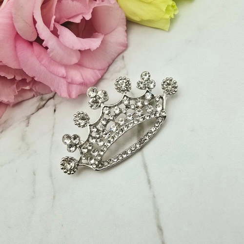 Broszka ozdobna korona srebrna kryształki