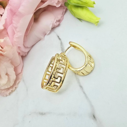 Kolczyki STAL CHIRURGICZNA elipsa grecki wzór 2,5 cm jasne złoto