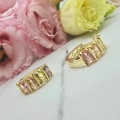 Kolczyki STAL CHIRURGICZNA bigiel kolorowe kryształki 1,5 cm jasne złoto  4