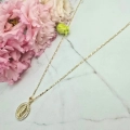 Naszyjnik STAL CHIRURGICZNA medalion ażurowy Maryjka cyrkonie jasne złoto