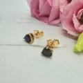 Kolczyki STAL CHIRURGICZNA serce szlifowane kryształki czarne 0,6 cm 3