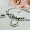 Bransoletka srebrna STAL CHIRURGICZNA CHARMS dwa medaliony 3