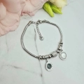 Bransoletka srebrna STAL CHIRURGICZNA CHARMS dwa medaliony 4