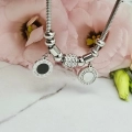 Bransoletka srebrna STAL CHIRURGICZNA CHARMS dwa medaliony 2