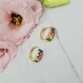 Kolczyki STAL CHIRURGICZNA bigiel ciemniejsze kolorowe kryształki 1,8 cm jasne złoto 3