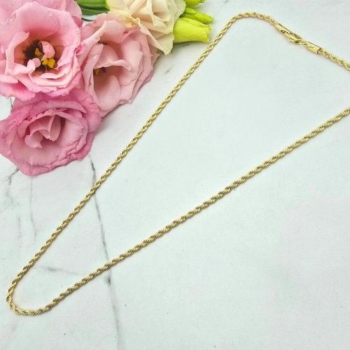 Naszyjnik STAL CHIRURGICZNA gęsty splot 45 cm jasne złoto