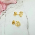 Kolczyki STAL CHIRURGICZNA liść monstera 0,8 cm  2