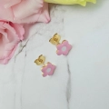 Kolczyki STAL CHIRURGICZNA kwiatek różowy 0,8 cm 4