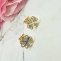 Kolczyki STAL CHIRURGICZNA koniczynki ażurowe z cyrkonią 5