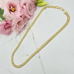 Naszyjnik STAL CHIRURGICZNA płaski splot szeroki 45 cm jasne złoto