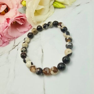 Bransoletka kamienie naturalne gumkowa JASPIS kolory ziemi 0,8 cm