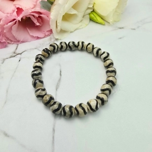 Bransoletka kamienie naturalne gumkowa AGAT zebra 0,8 cm