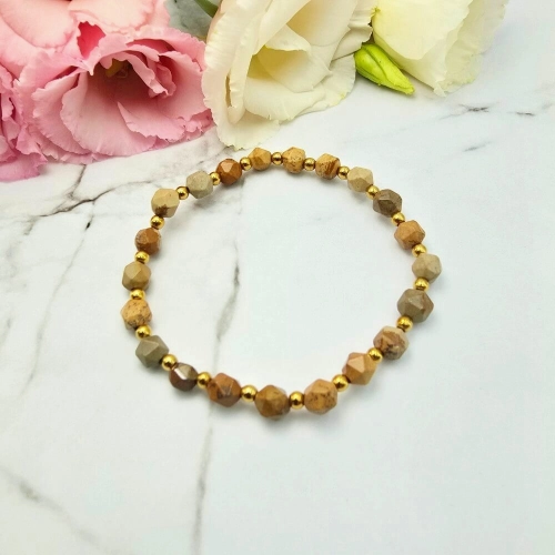 Bransoletka kamienie naturalne gumkowa JASPIS OBRAZKOWY 0,8 cm