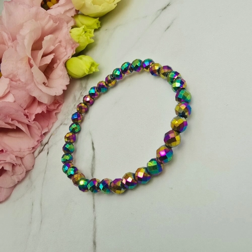 Bransoletka STAL CHIRURGICZNA kryształki opalizujące 0,6 cm