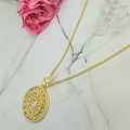 Naszyjnik STAL CHIRURGICZNA medalion okrągły ażurowy cyrkonie jasne złoto 60 cm 3