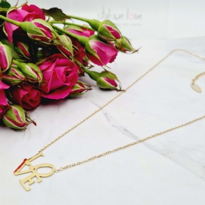 Naszyjnik STAL CHIRURGICZNA medalion napis LOVE