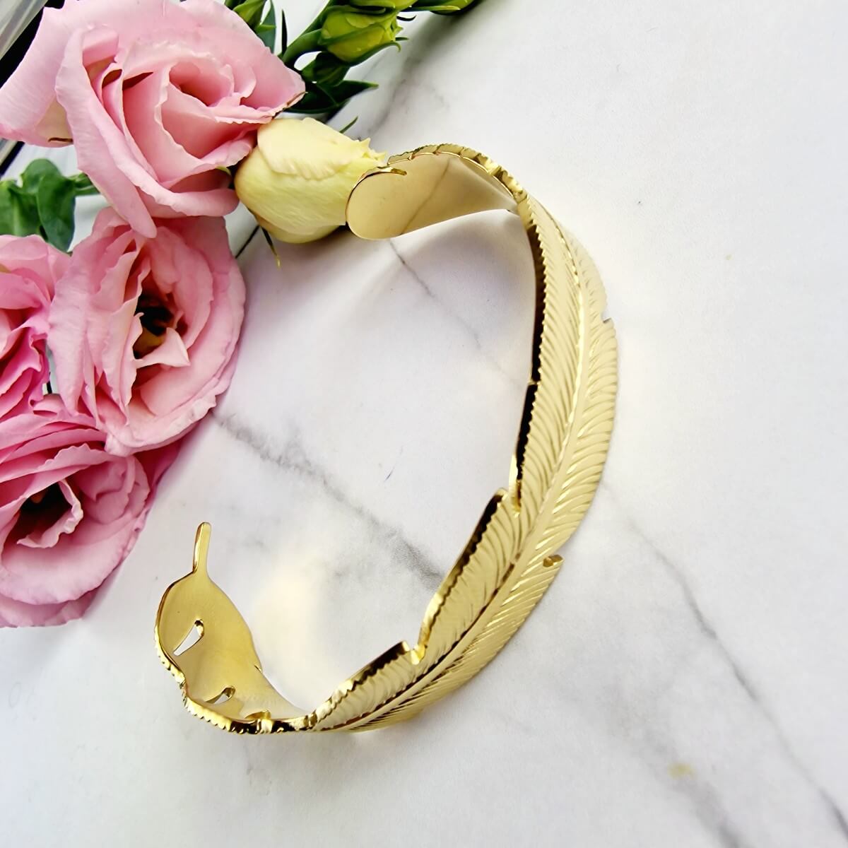 Bransoletka STAL CHIRURGICZNA sztywna piórko