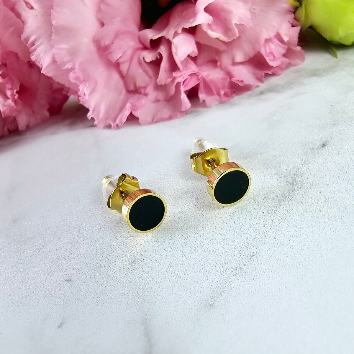 Kolczyki STAL CHIRURGICZNA okrągłe czarny środek 0,5 cm 