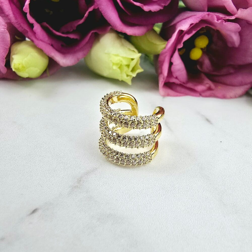 Kolczyki STAL CHIRURGICZNA nausznica ażurowa cyrkonie