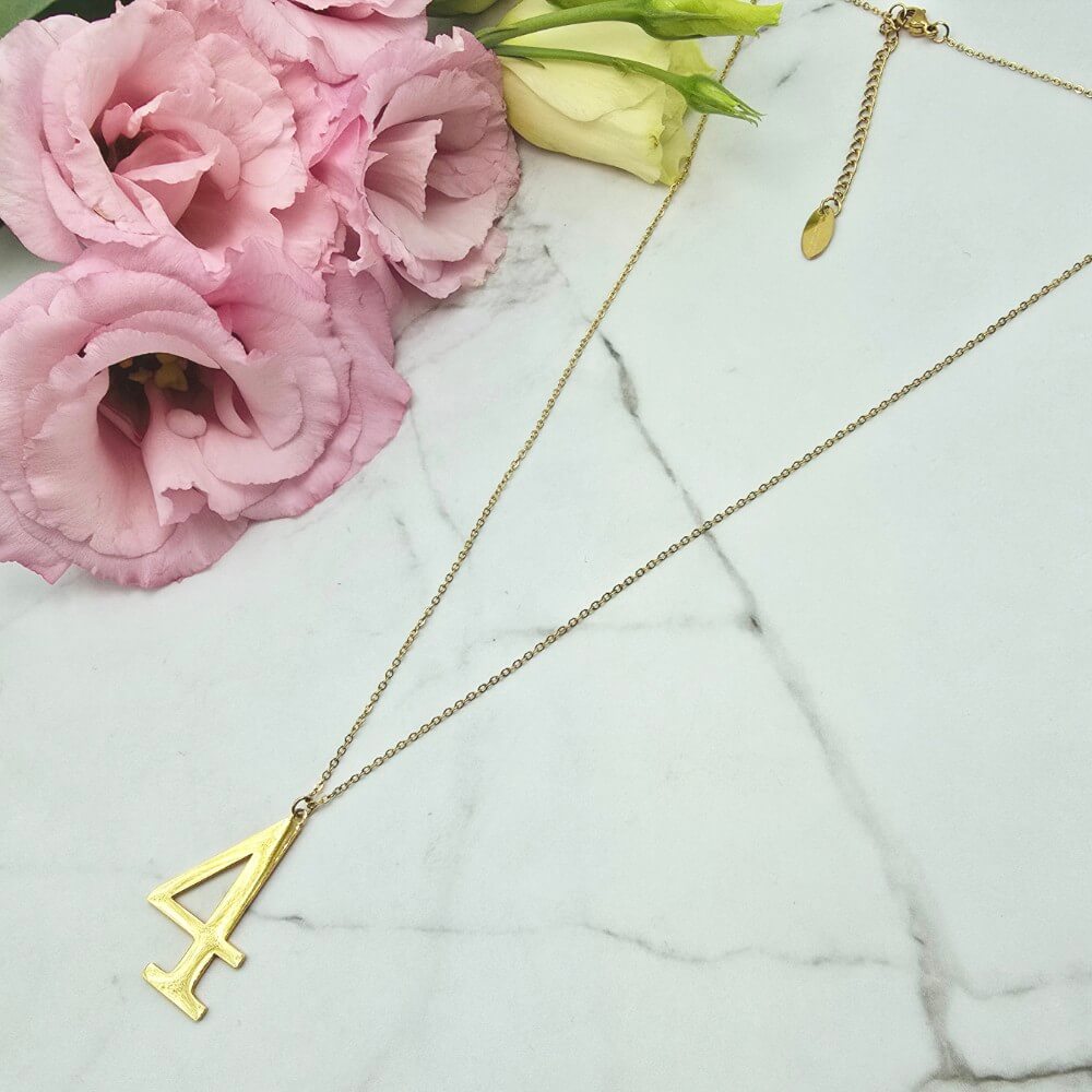 CYFRA 4 większa 3cm naszyjnik STAL CHIRURGICZNA 