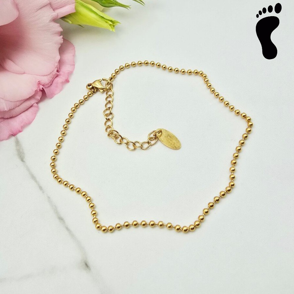 Bransoletka na stopę STAL CHIRURGICZNA kuleczkowa