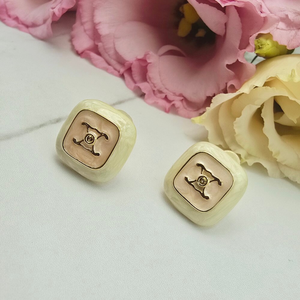 Kolczyki STAL CHIRURGICZNA kwadrat biały zdobiony cyrkonia