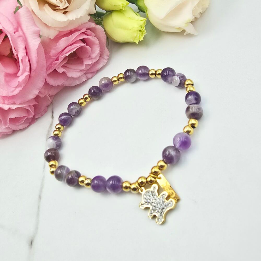 Bransoletka STAL CHIRURGICZNA gumkowa miś cyrkonie