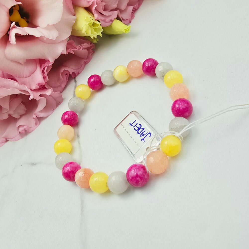 Bransoletka gumkowa kamień JADEIT kolorowy