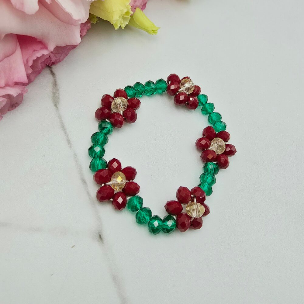 Bransoletka gumkowa kryształki kwiatki DZIECI