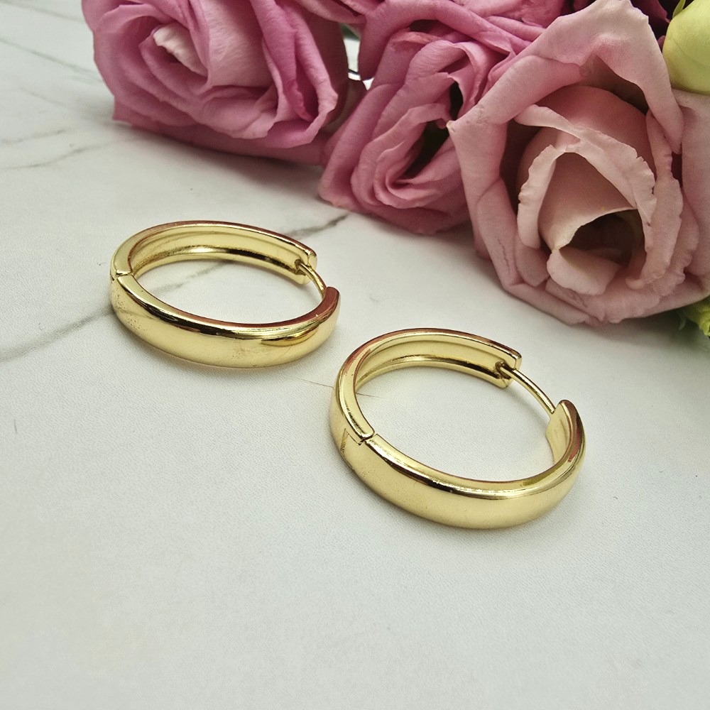 Kolczyki STAL CHIRURGICZNA bigiel szerszy jasne złoto 2,5 cm