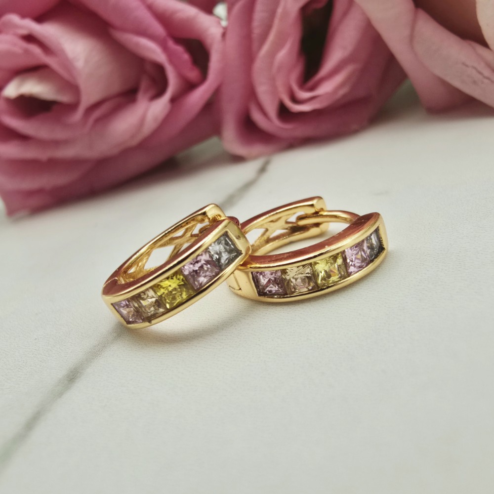 Kolczyki STAL CHIRURGICZNA bigiel kolorowe kryształki 1 cm