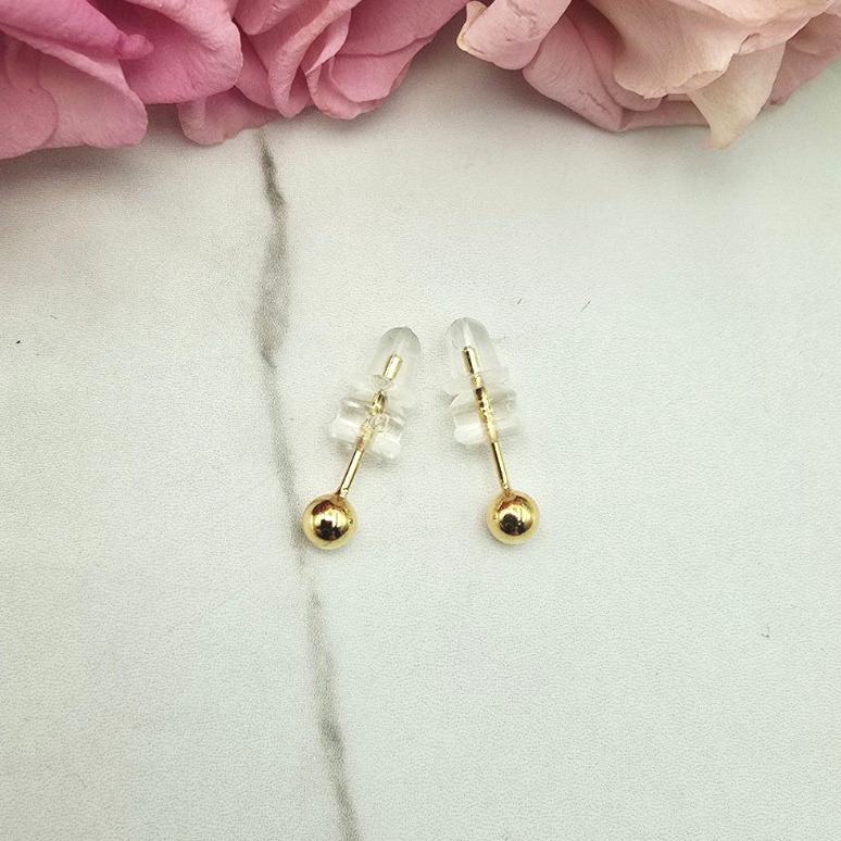 Kolczyki STAL CHIRURGICZNA kulki złote średnie 0,3 cm jasne złoto