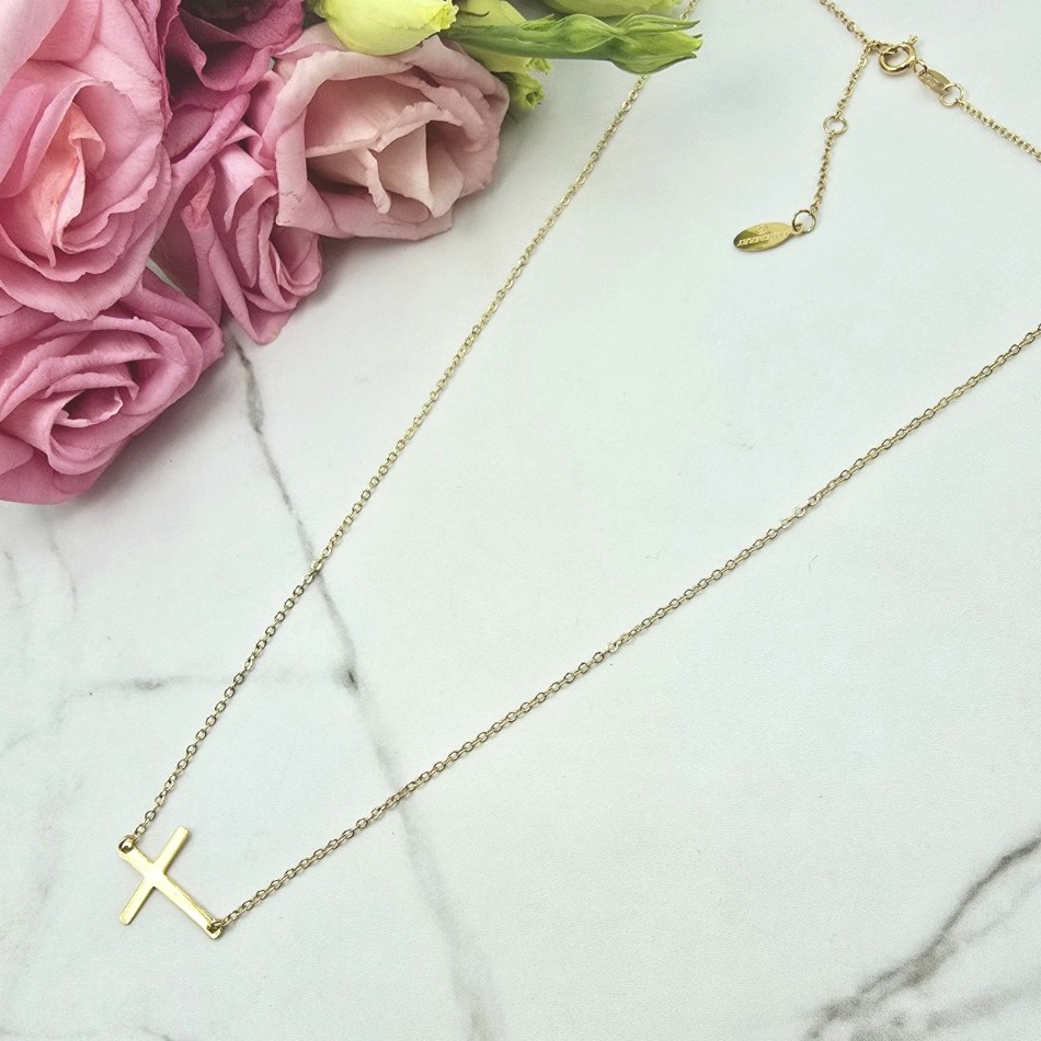 Naszyjnik STAL CHIRURGICZNA krzyżyk poziomy klasyk