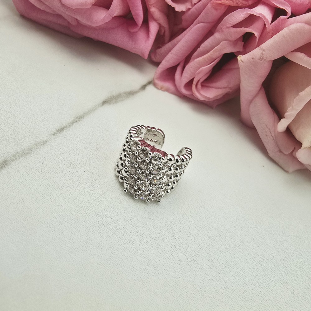 Kolczyki srebrne STAL CHIRURGICZNA nausznica zdobiona kuleczki cyrkonie