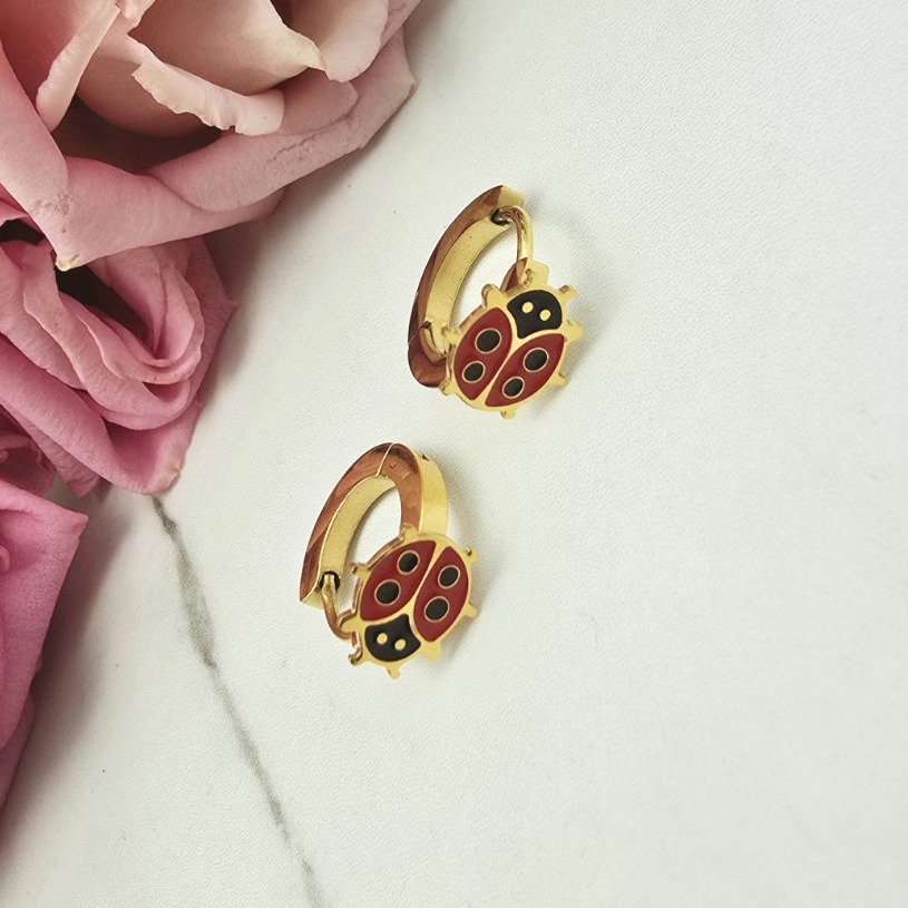 Kolczyki STAL CHIRURGICZNA bigiel dla dziewczynek biedronka