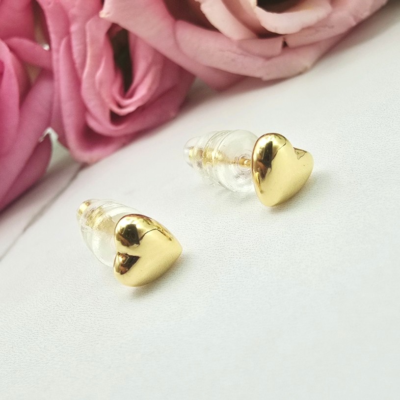 Kolczyki STAL CHIRURGICZNA serce małe 0,5 cm jasne złoto