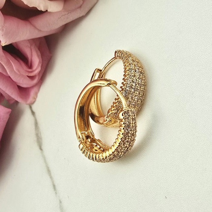 Kolczyki STAL CHIRURGICZNA bigiel szerszy cyrkonie 1,5 cm