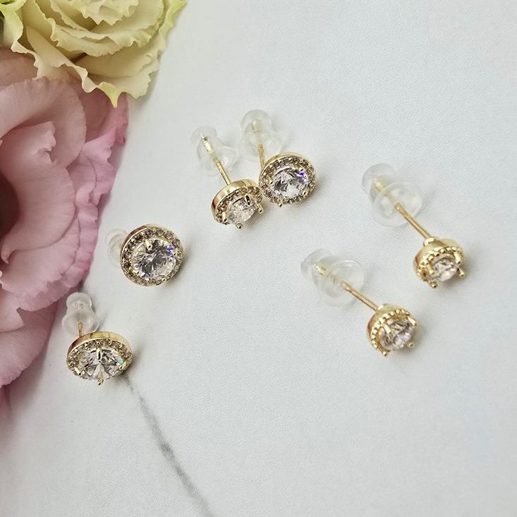 Kolczyki STAL CHIRURGICZNA zestaw 3 pary kółka kryształki cyrkonie 