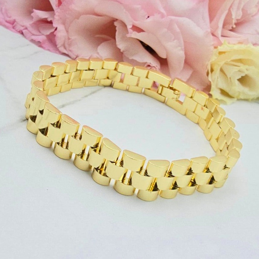 Bransoletka STAL CHIRURGICZNA modułowa szeroka jasne złoto 