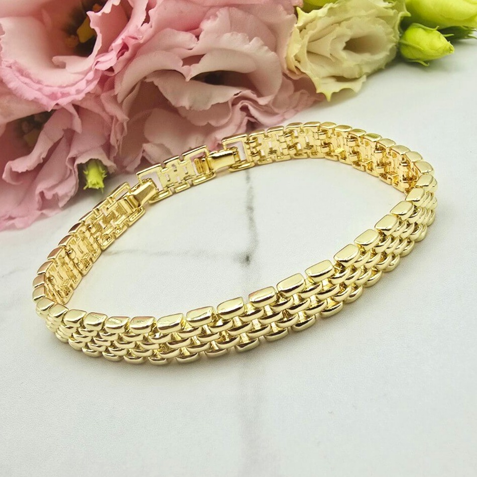 Bransoletka STAL CHIRURGICZNA modułowa jasne złoto