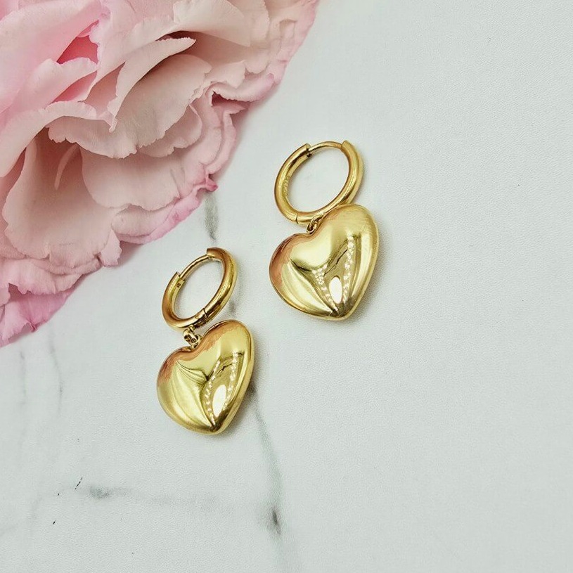 Kolczyki STAL CHIRURGICZNA bigiel serce klasyk