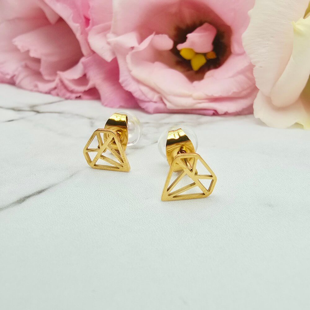 Kolczyki STAL CHIRURGICZNA diamenty 0,8 cm