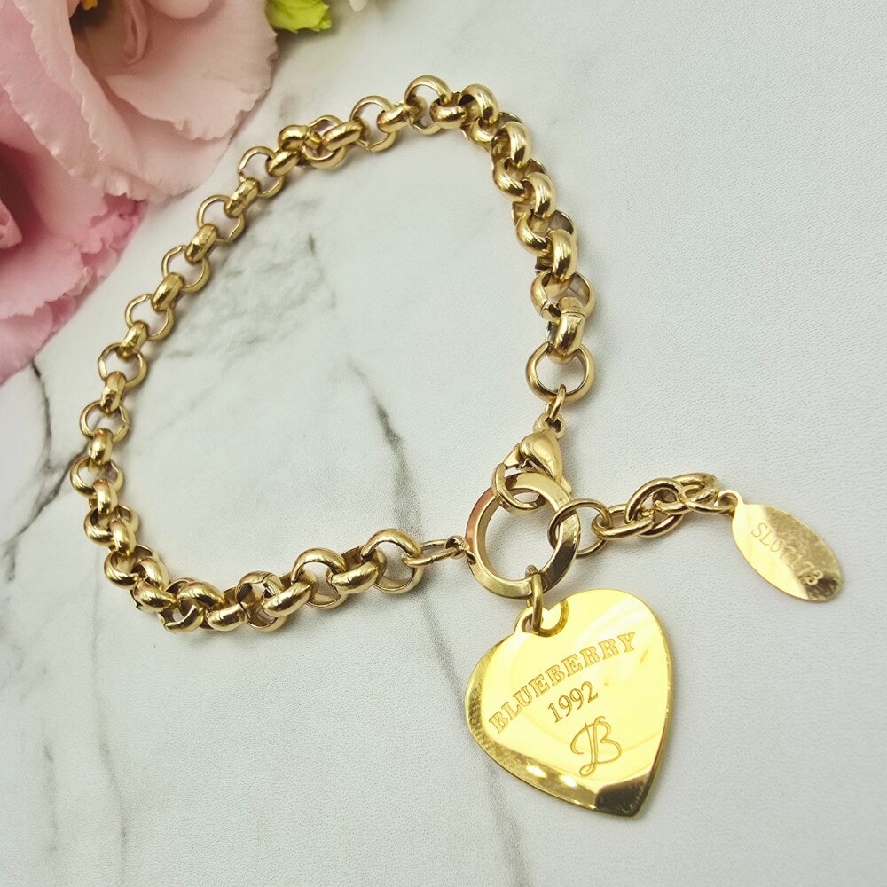 Bransoletka STAL CHIRURGICZNA serce duże
