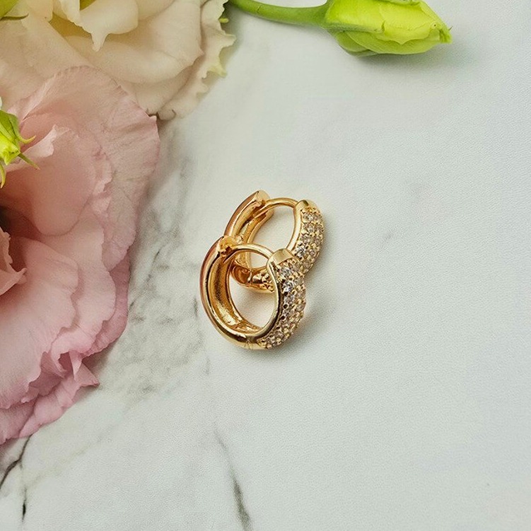 Kolczyki STAL CHIRURGICZNA bigiel trzy rzędy cyrkonie 1,3 cm 